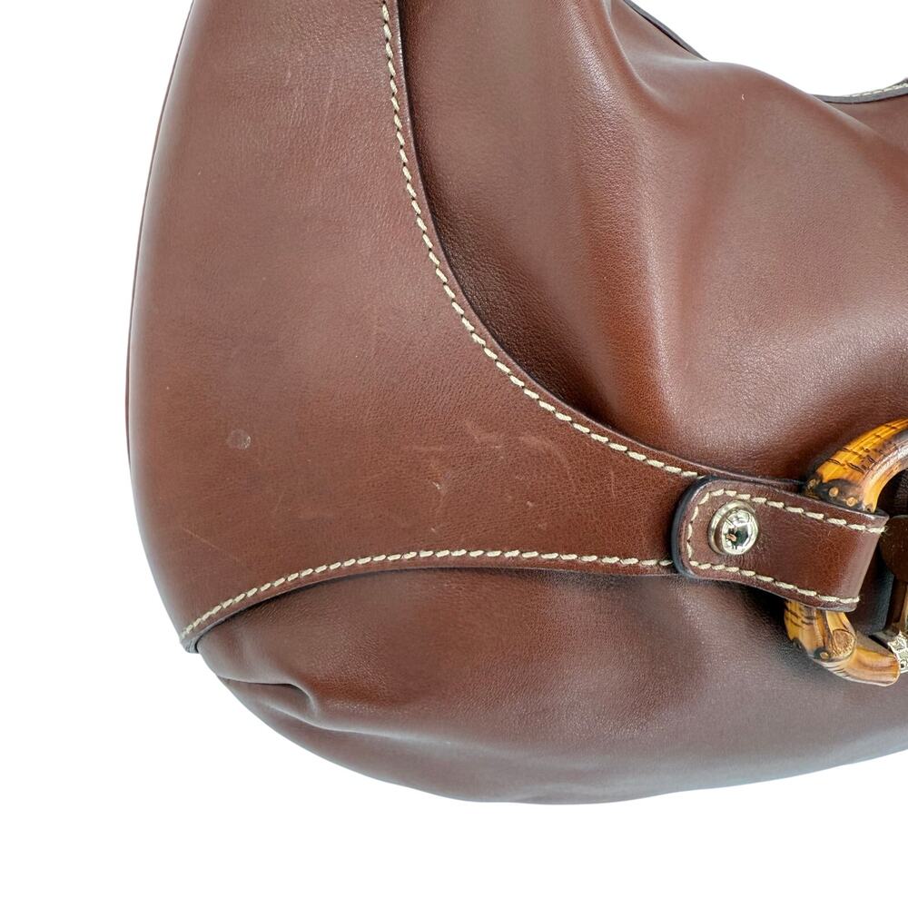 GUCCI Brown Leather Bamboo Amalfi Hobo Shoulder Bag - Picture 6 of 16